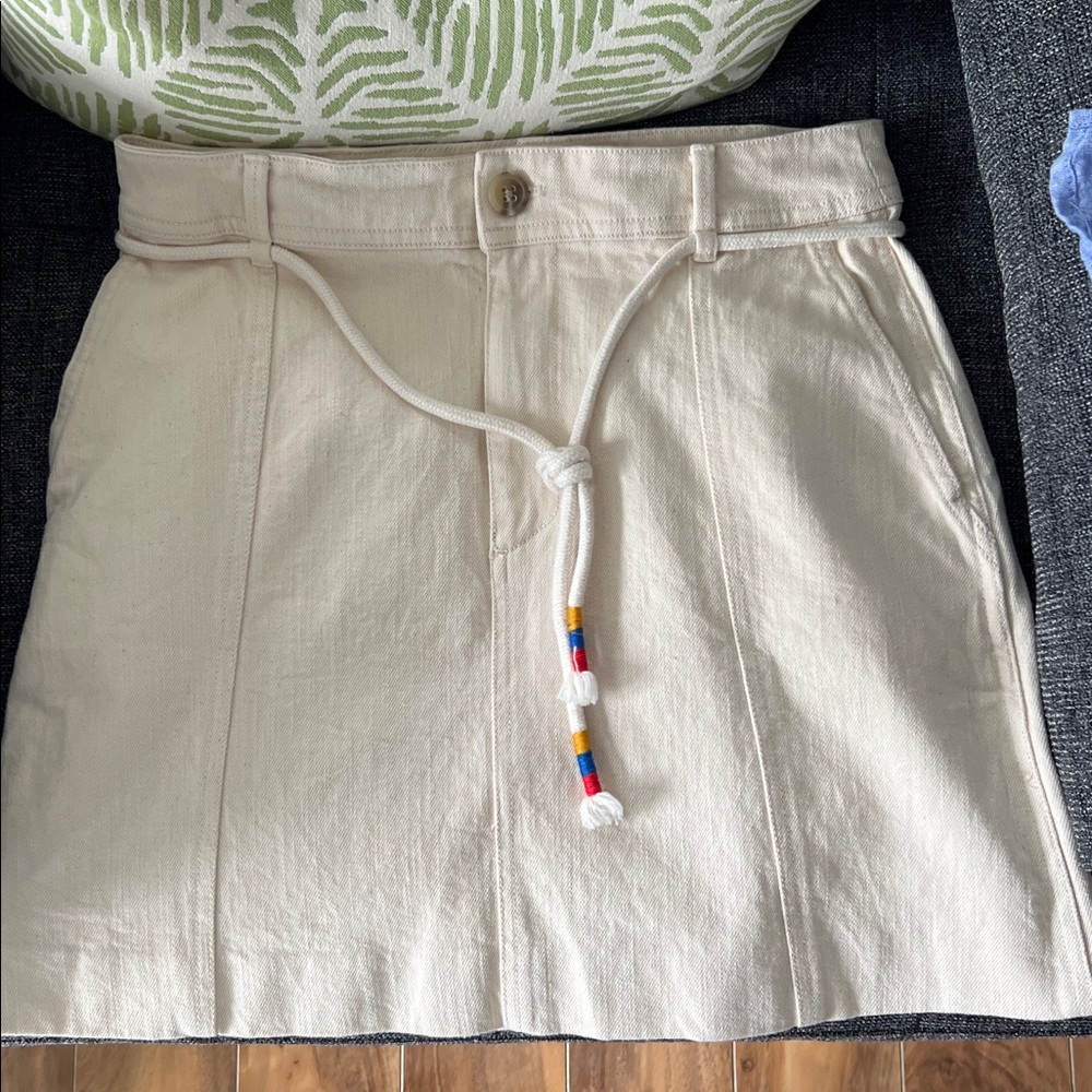 Madewell Cream Mini Skirt with Rope Detail